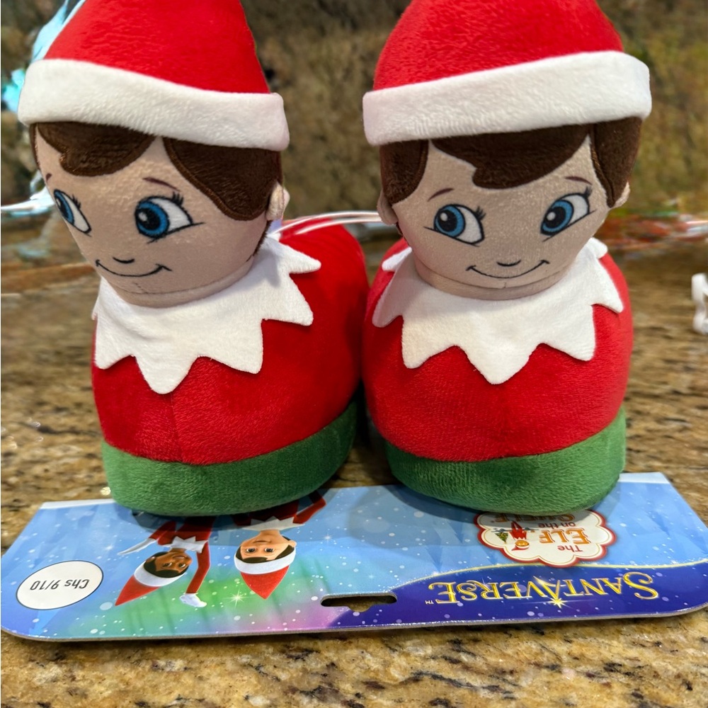 Kids Plush Slippers - Red and Green